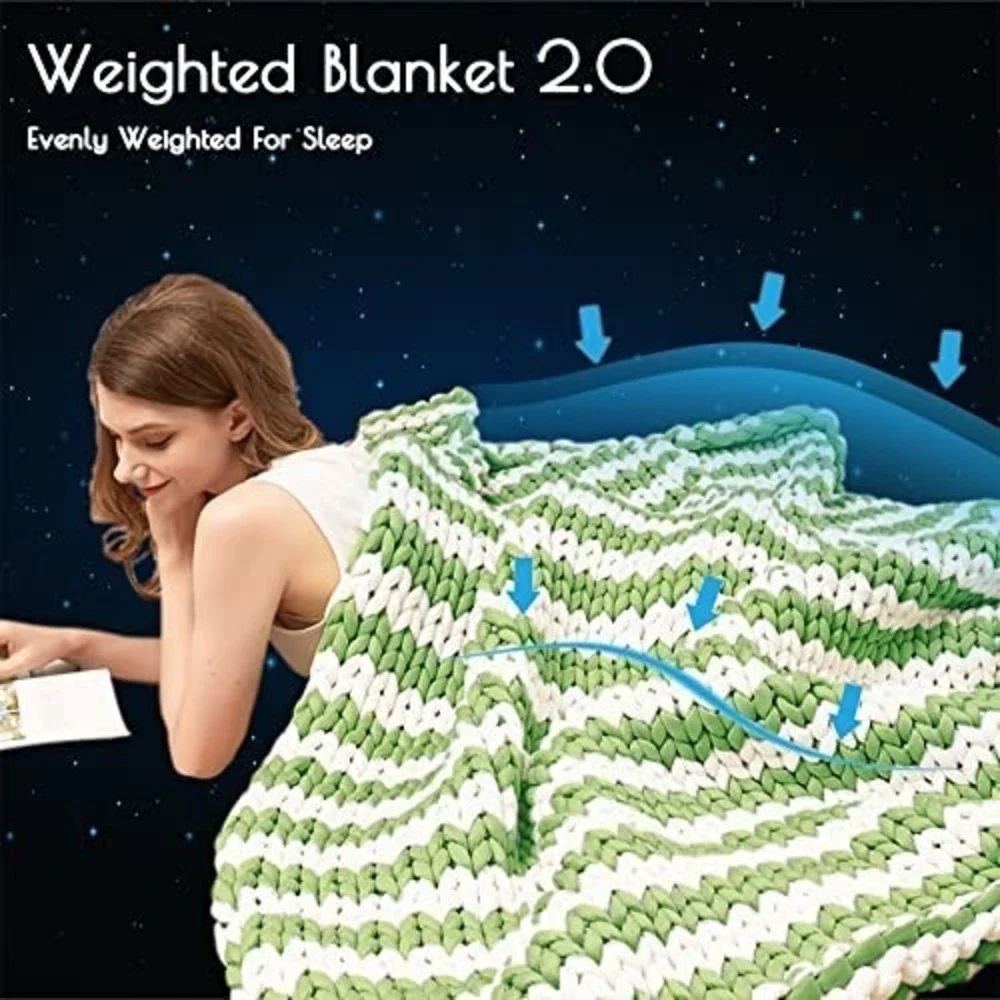 Knitted Weighted Blanket,  Chunky Knit Cooling Weighted Blanket 48